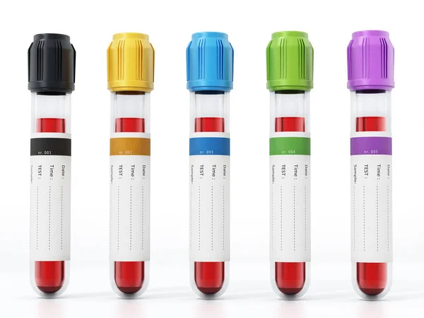 Blood Vials Vibrant Colored Lids Illustration — Stock Photo, Image