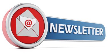 Beyaz arka plan üzerinde izole bülten word ve zarf simgesi. 3D çizim.