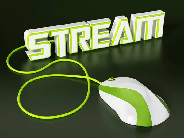 Kabel Maus Mit Stream Text Verbunden Illustration — Stockfoto