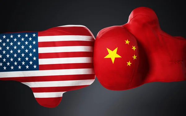 American Chinese Flag Textured Boxing Gloves Black Illustration — Stock Photo, Image