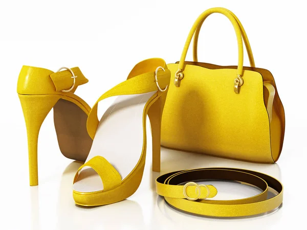 Yellow Handbag Isolated White Background Illustration — Stock Photo, Image