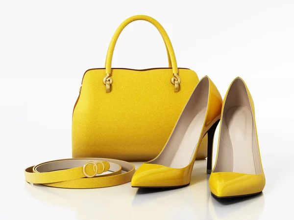 Yellow Handbag Isolated White Background Illustration — Stock Photo, Image