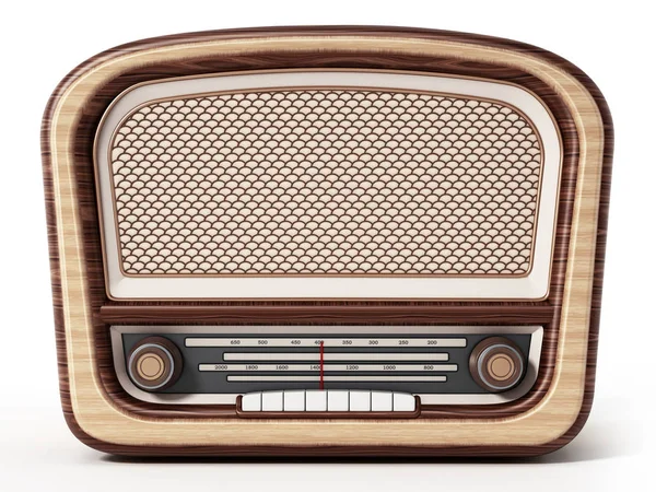 Vintage Radio Isoleret Hvid Baggrund Illustration - Stock-foto