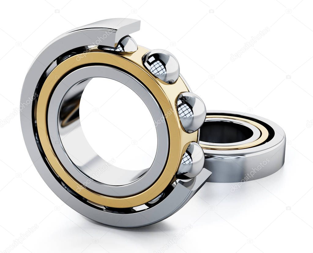 Ball bearings isolated on white background. 3D illustration.