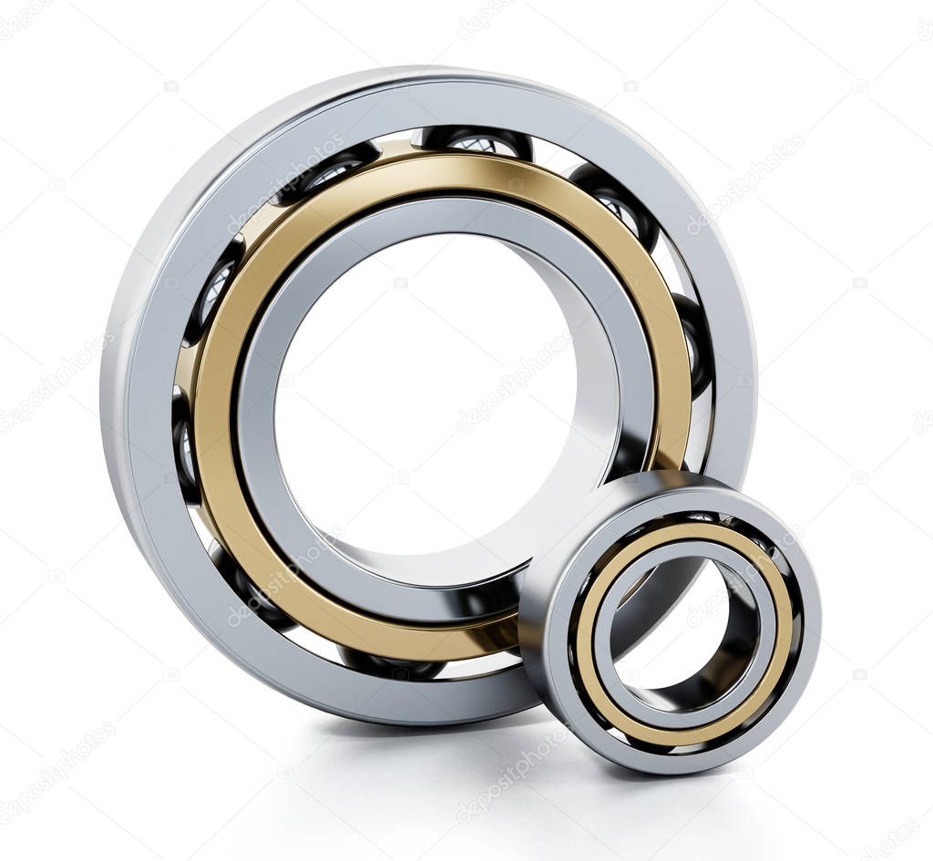 Ball bearings isolated on white background. 3D illustration.