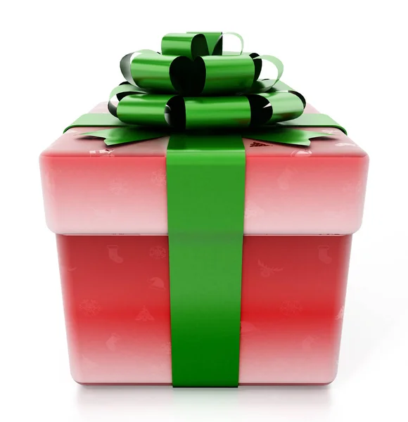 Рождественская Коробка Подарков Зимними Украшениями Изолированы Белом Фоне Иллюстрация — стоковое фото