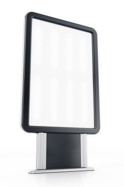 CLP ile beyaz arka plan üzerinde izole boş perde. 3D çizim.