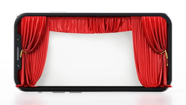 Tenda Del Teatro Sullo Schermo Dello Smartphone Illustrazione — Foto Stock