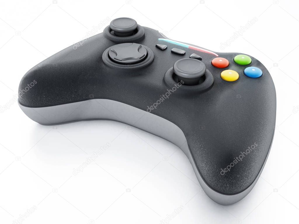 Generic game controller isolated on white background. 3D illustration.