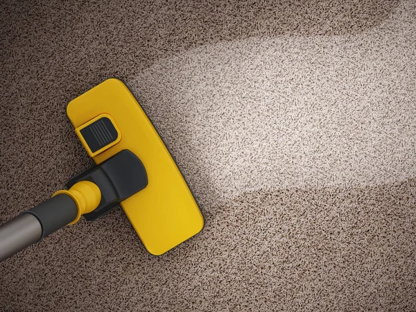 Vacuum cleaner cleaning dirty carpet. 3D illustration.