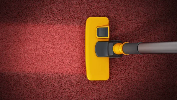 Vacuum cleaner cleaning dirty carpet. 3D illustration.