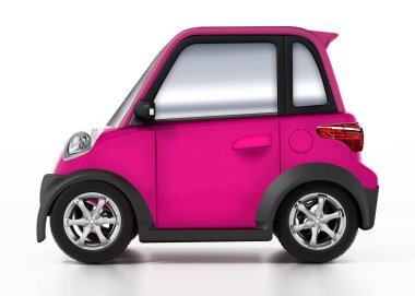 Beyaz arka plan üzerinde izole küçük şirin araba. 3D çizim.