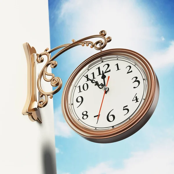 Relógio Parede Vintage Contra Céu Azul Ilustração — Fotografia de Stock