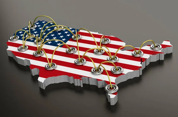 Network Travel Points Usa Map Illustration — Stock Photo, Image