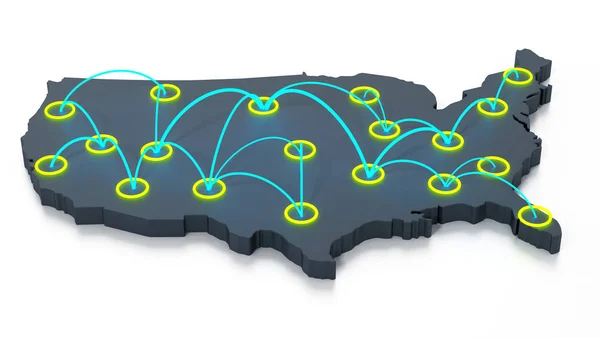 Network Travel Points Usa Map Illustration — Stock Photo, Image