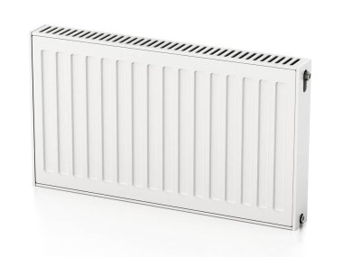 Beyaz arka plan üzerinde izole radyatör. 3D çizim.