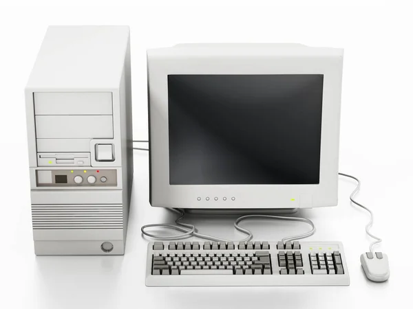 Generic Vintage Style Computer Isolated White Background Illustration — Stock Photo, Image