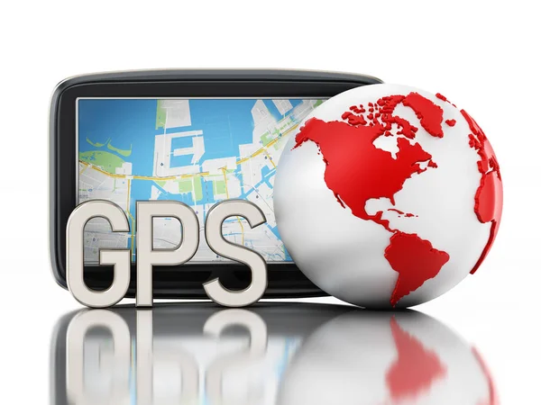 Gps Система Глобального Позиціонування Ізольовані Білому Тлі Земної Кулі Ілюстрація — стокове фото