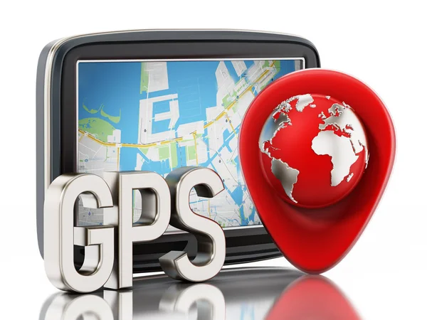 Gps Sistema Posicionamiento Global Globo Aislado Sobre Fondo Blanco Ilustración —  Fotos de Stock