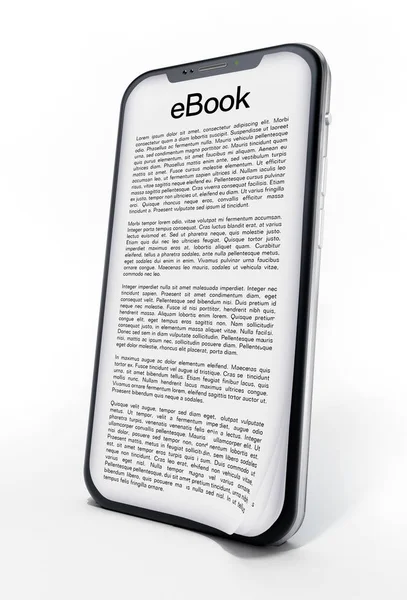 Book Page Smartphone Screen Isolated White Background Illustration — Stock Photo, Image