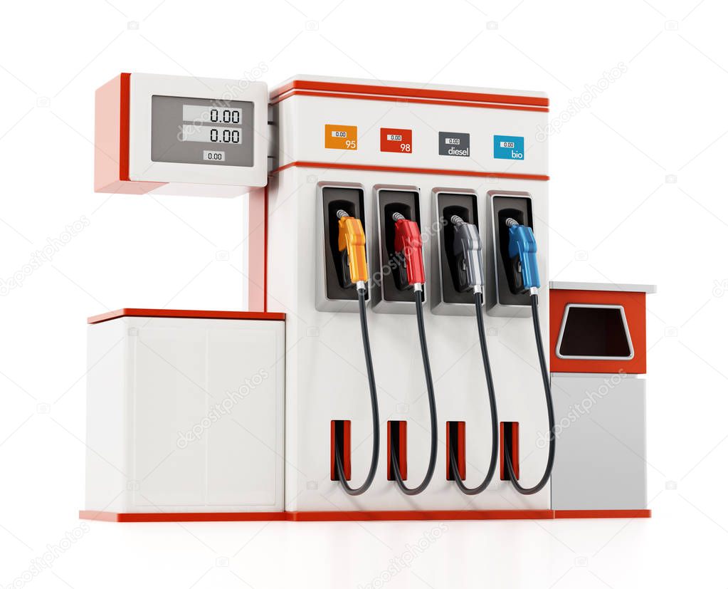 Modern fuel pump isolated on white background. 3D illustration.