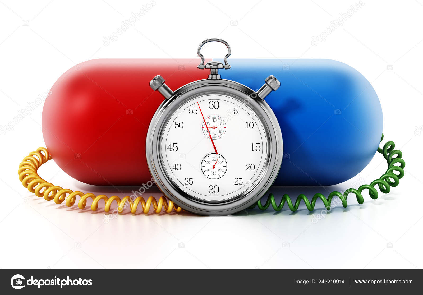 Cronómetro Conectado Píldora Cápsula Roja Azul Ilustración — Foto