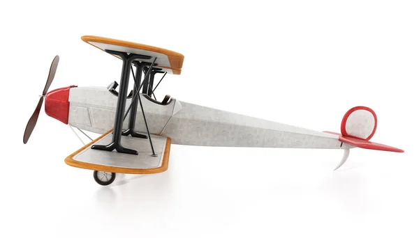 Ρετρό αεροπλάνο που απομονώνονται σε λευκό φόντο. 3D απεικόνιση — Φωτογραφία Αρχείου
