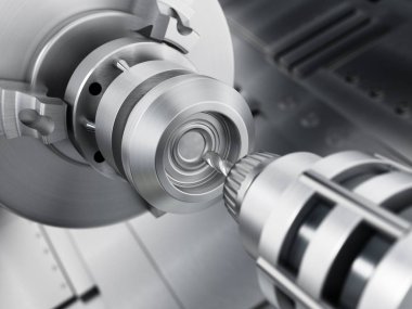 Closeup genel Cnc matkap teçhizat. 3D çizim