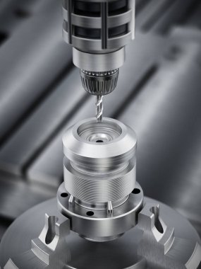 Closeup genel Cnc matkap teçhizat. 3D çizim