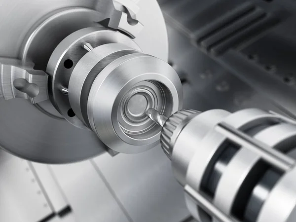 Closeup of generic CNC drill equipment. 3D illustration — Stock Photo, Image