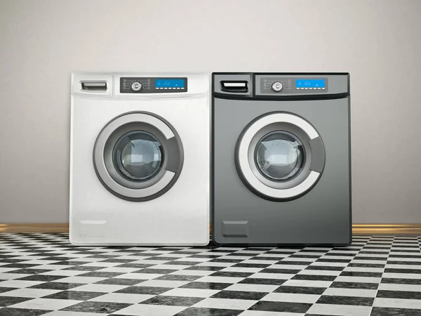 Wasmachines en en of drogers tuimelen. 3D illustratie — Stockfoto