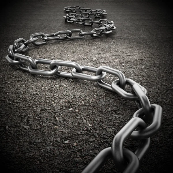 Long, curved chain on the ground. 3D illustration — Stock Photo, Image