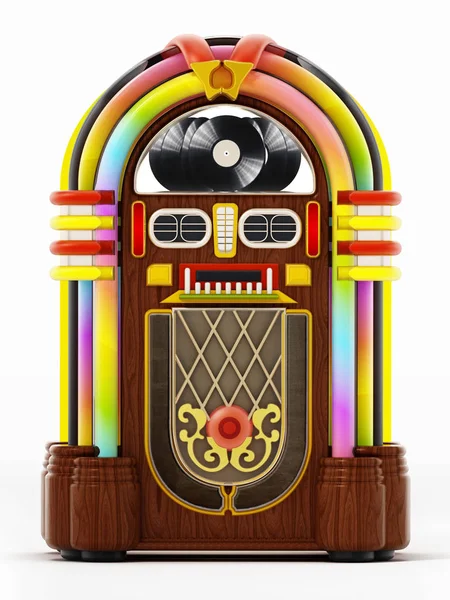 Jukebox isoliert auf weißem Hintergrund. 3D-Illustration — Stockfoto