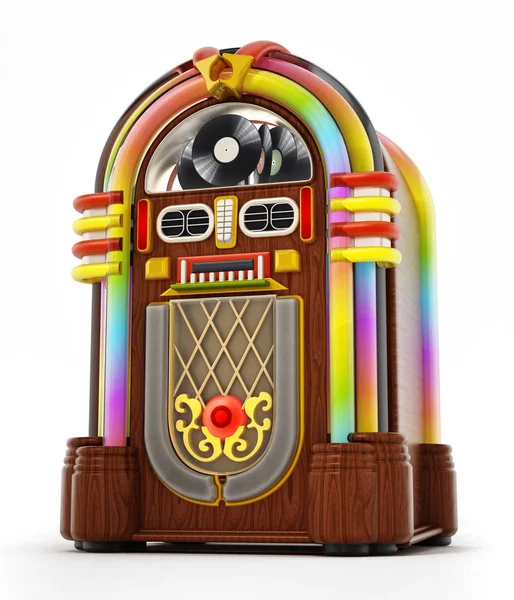 Jukebox isoliert auf weißem Hintergrund. 3D-Illustration — Stockfoto