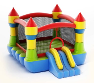 Beyaz arka plan üzerinde izole ev sıçrama. 3D çizim
