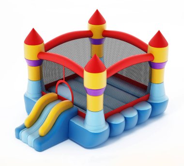 Beyaz arka plan üzerinde izole ev sıçrama. 3D çizim