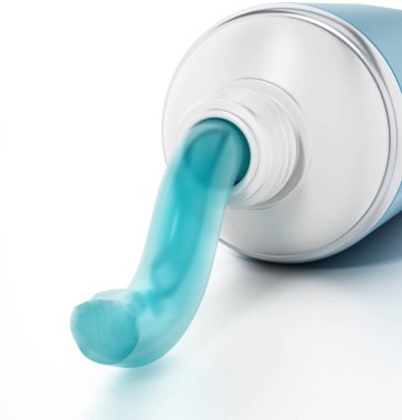 Tüpten gelen diş macunu. 3D çizim