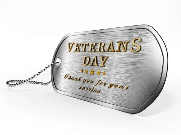 Veterans Day dogtag isolated on white background. 3D illustration — Stock Photo, Image