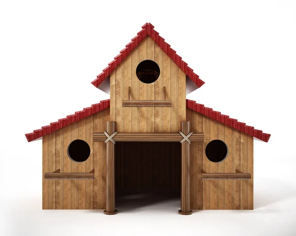 Egy nagy birdhouse-t alkotó három madárház összeszerelve. 3D-illusztráció — Stock Fotó