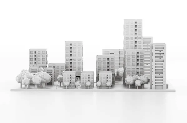Architectural model printed in a 3D printer. 3D illustration