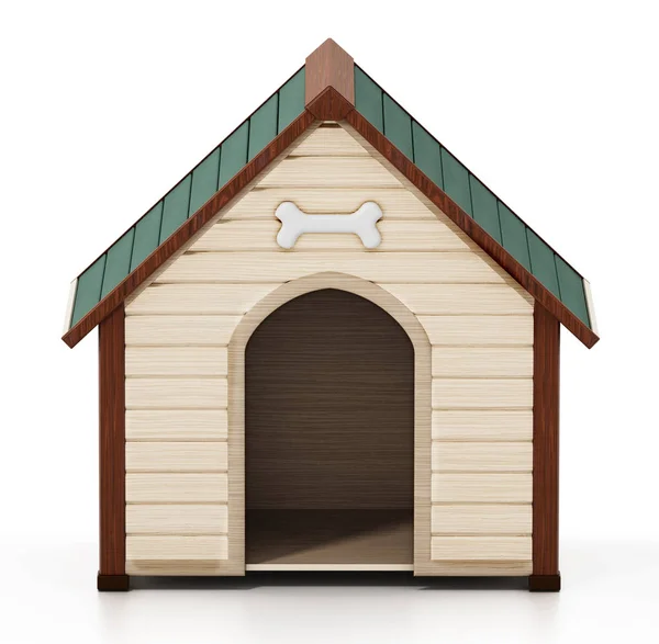 Doghouse elszigetelt fehér alapon. 3D-illusztráció — Stock Fotó