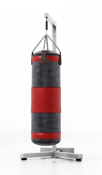 チェーンに掛かっているボクシングサンドバッグ。3Dイラスト — ストック写真