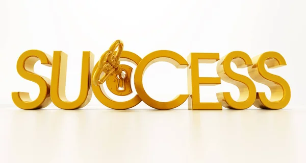 Золотой ключ к успеху. 3D иллюстрация — стоковое фото