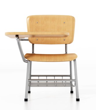 Öğrenci koltuğu beyaz arka plan üzerinde izole. 3d illüstrasyon