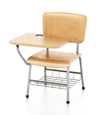 Öğrenci koltuğu beyaz arka plan üzerinde izole. 3d illüstrasyon