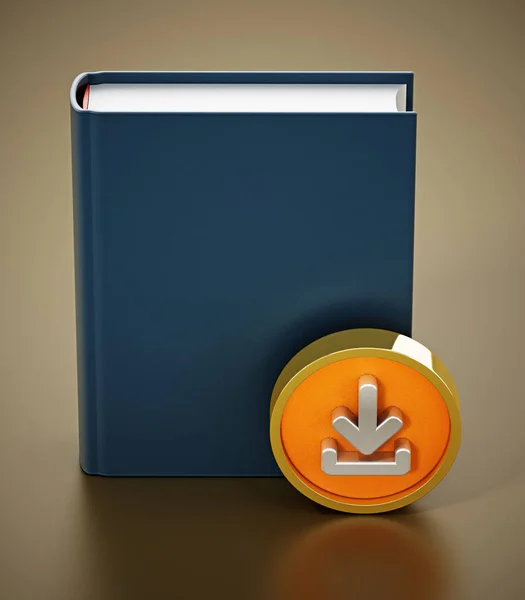 Libro con el icono de flecha de descarga. Ilustración 3D —  Fotos de Stock