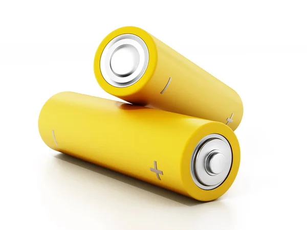 Generic AA batteries isolated on white background. 3D illustration Royalty Free Stock Images