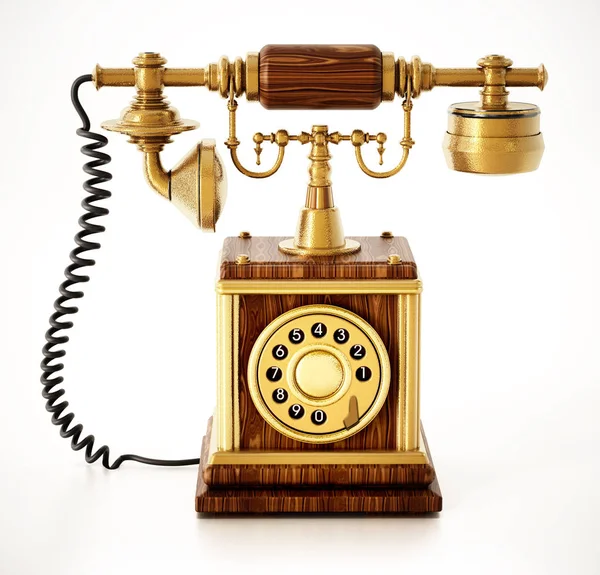 Teléfono de línea antigua aislado sobre fondo blanco. Ilustración 3D —  Fotos de Stock