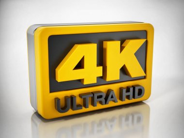 4k ultra Hd simgesi beyaz arka plan üzerinde izole. 3d illüstrasyon
