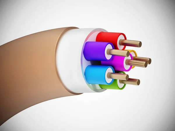 Cavi elettrici isolati su fondo bianco. Illustrazione 3D — Foto Stock
